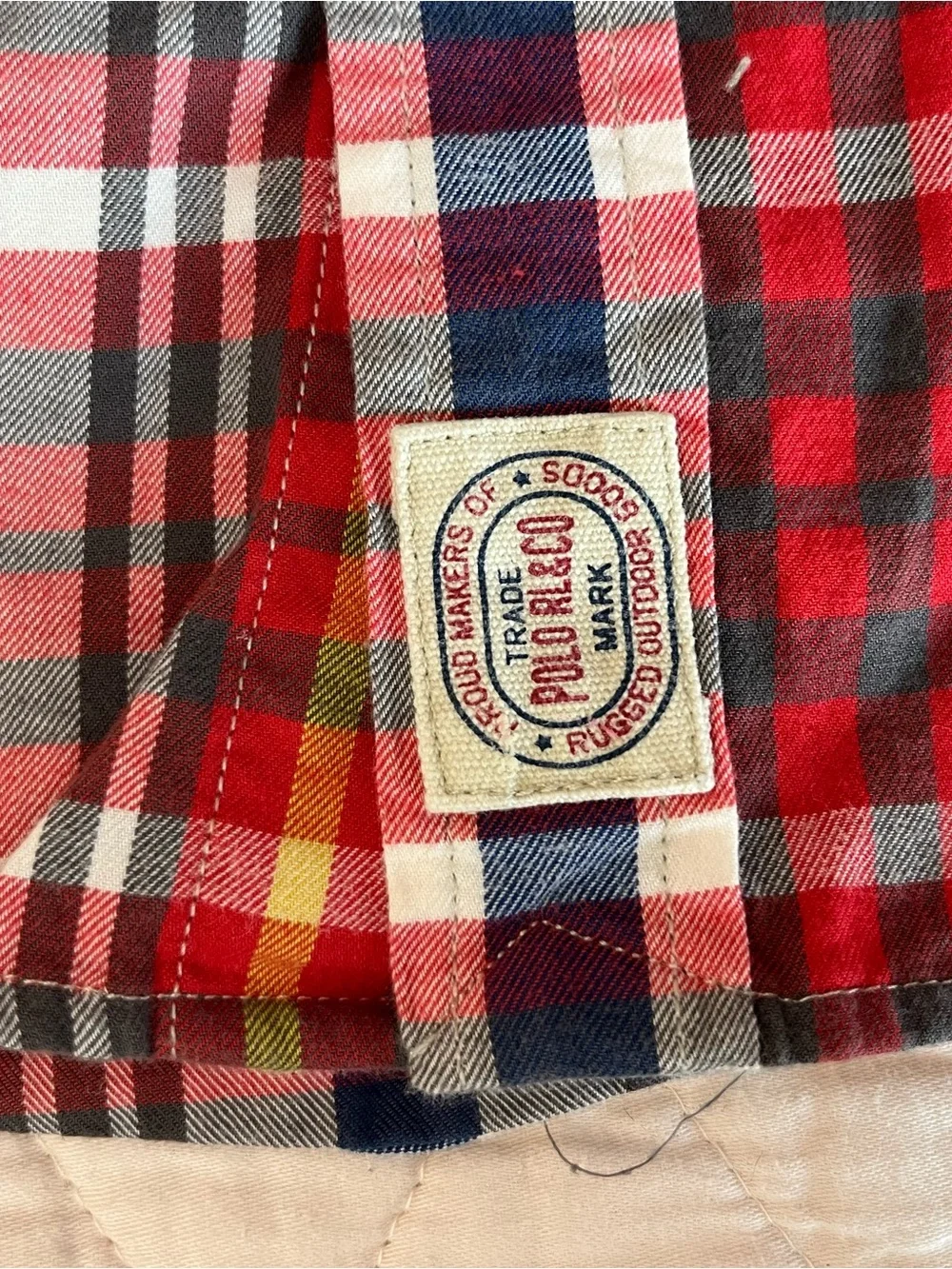 Ralph Lauren Red, Navy & White Plaid Button-Down Shirt for Kids Sz 5 School